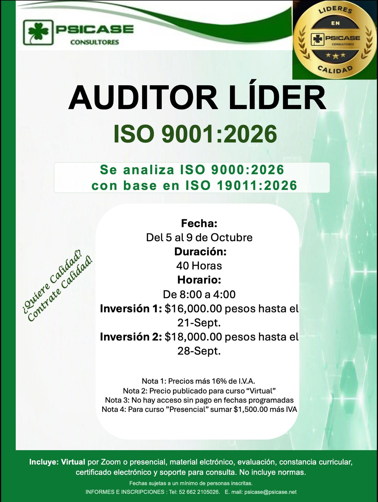 Auditor Líder ISO 9001:2026